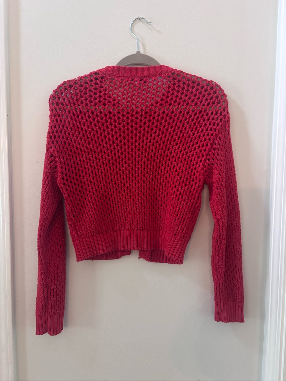 Heart to Heart Miou Muse Mesh Red Button Down Cardigan - M - Picture 5 of 5